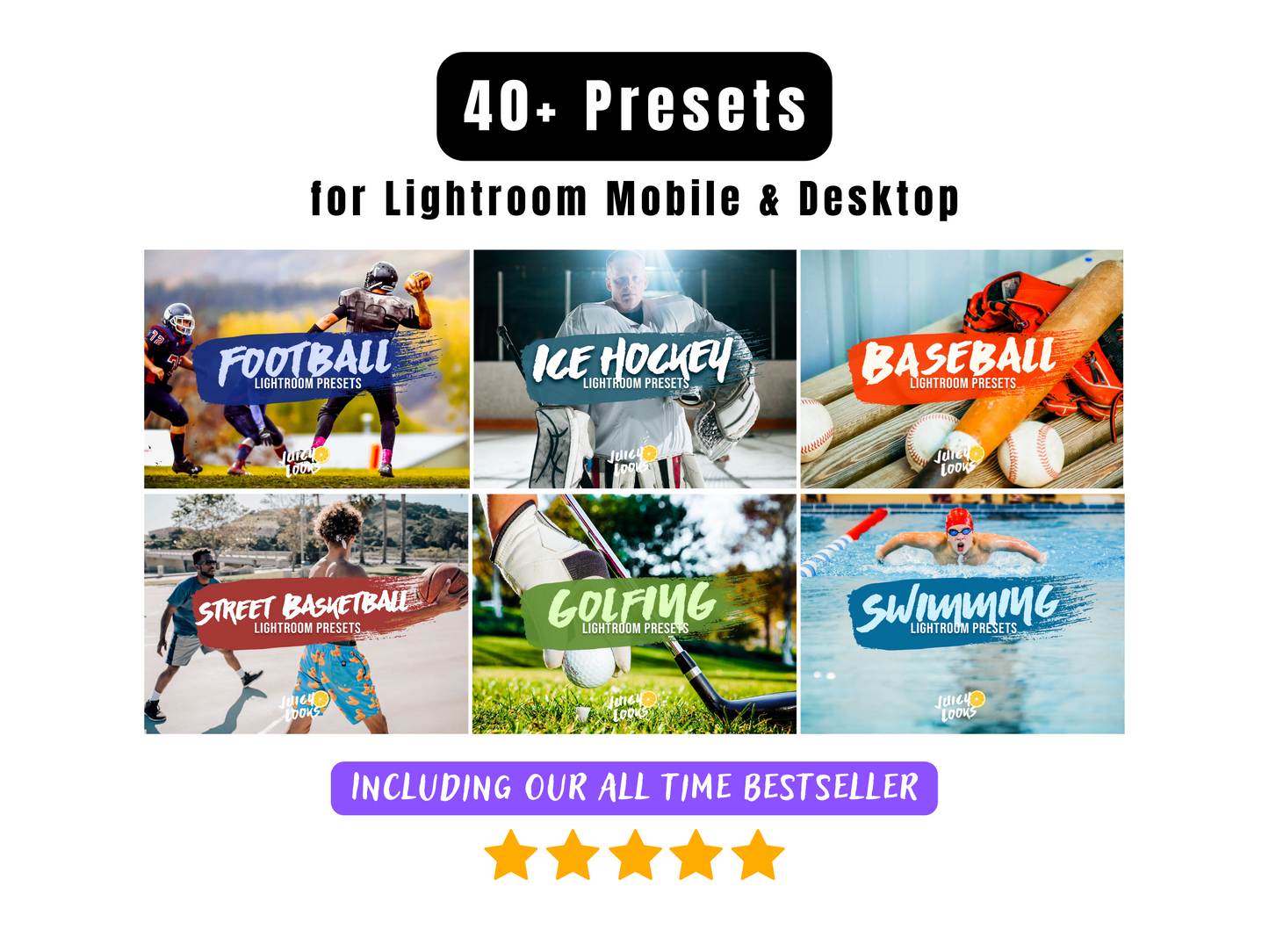 40+ American Sports Lightroom Preset Bundle for Mobile & Desktop - Juicy Looks Presets